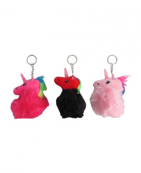 Llavero  Unicornio  Peludo  # 8 Cm