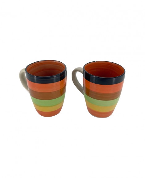 Taza  Cerámica  Colores  Rayada