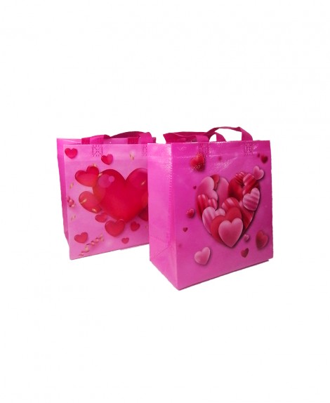 Bolsa  Tela  Rosada  Corazón  23 X 22 X 11