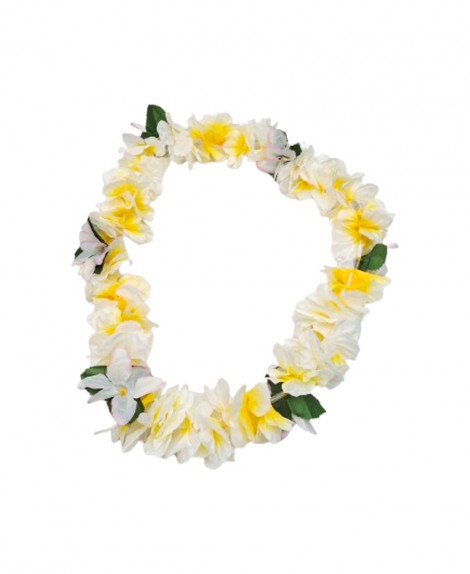 Collar  Hawaiano  Flor  Blanca  Doble